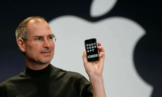 Steve Jobs introducing the iPhone at Macworld Expo in 2007